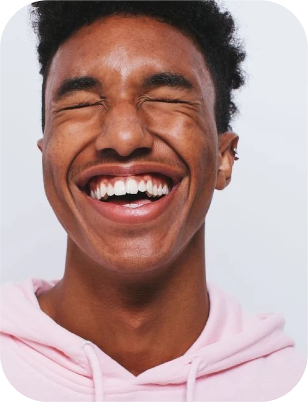 Smiling man with closed eyes