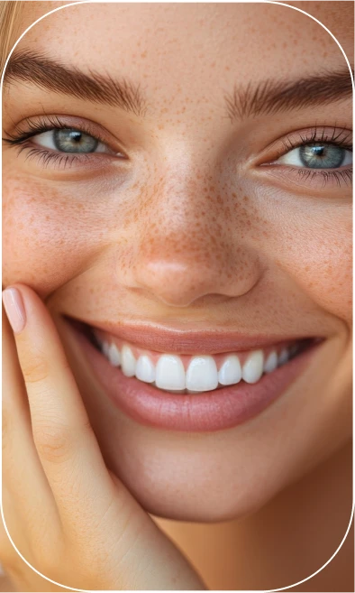 Woman with hand on her face